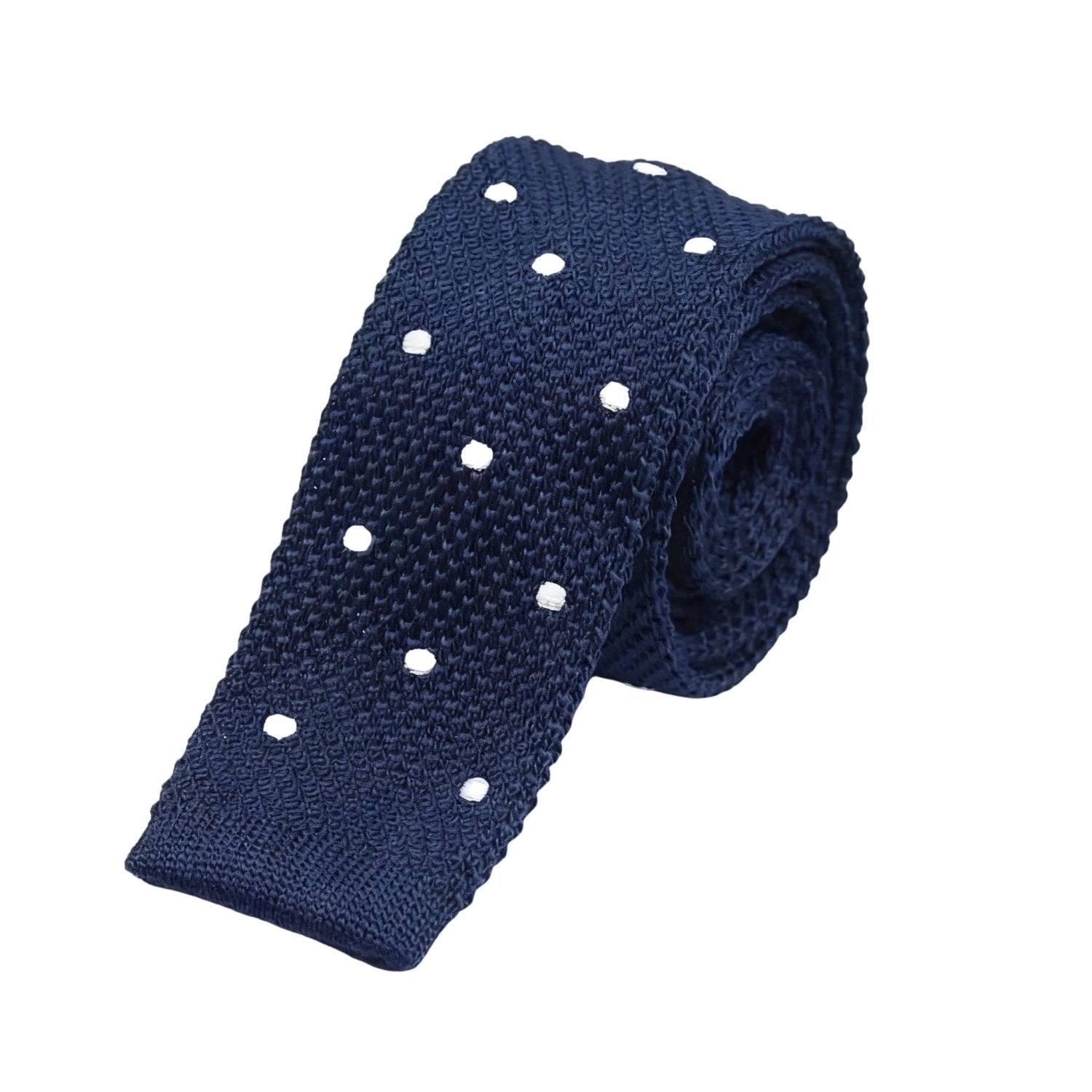 Navy Blue With White Polka Dots Necktie