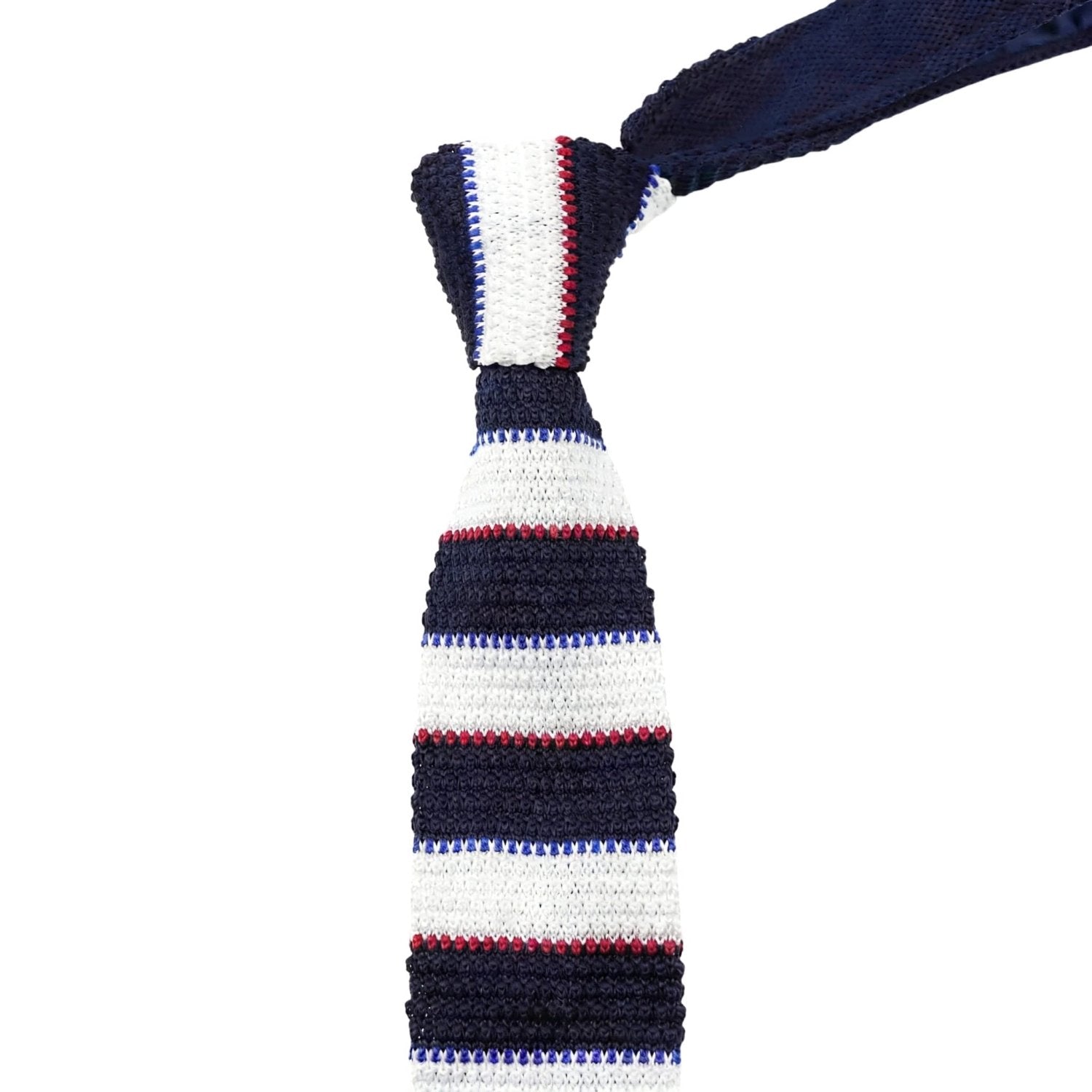 Navy Blue With Multi-Striped Knitted Necktie