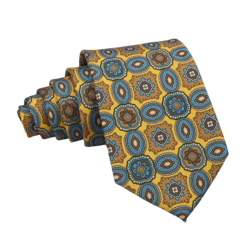 Yellow Brown Geometric Necktie