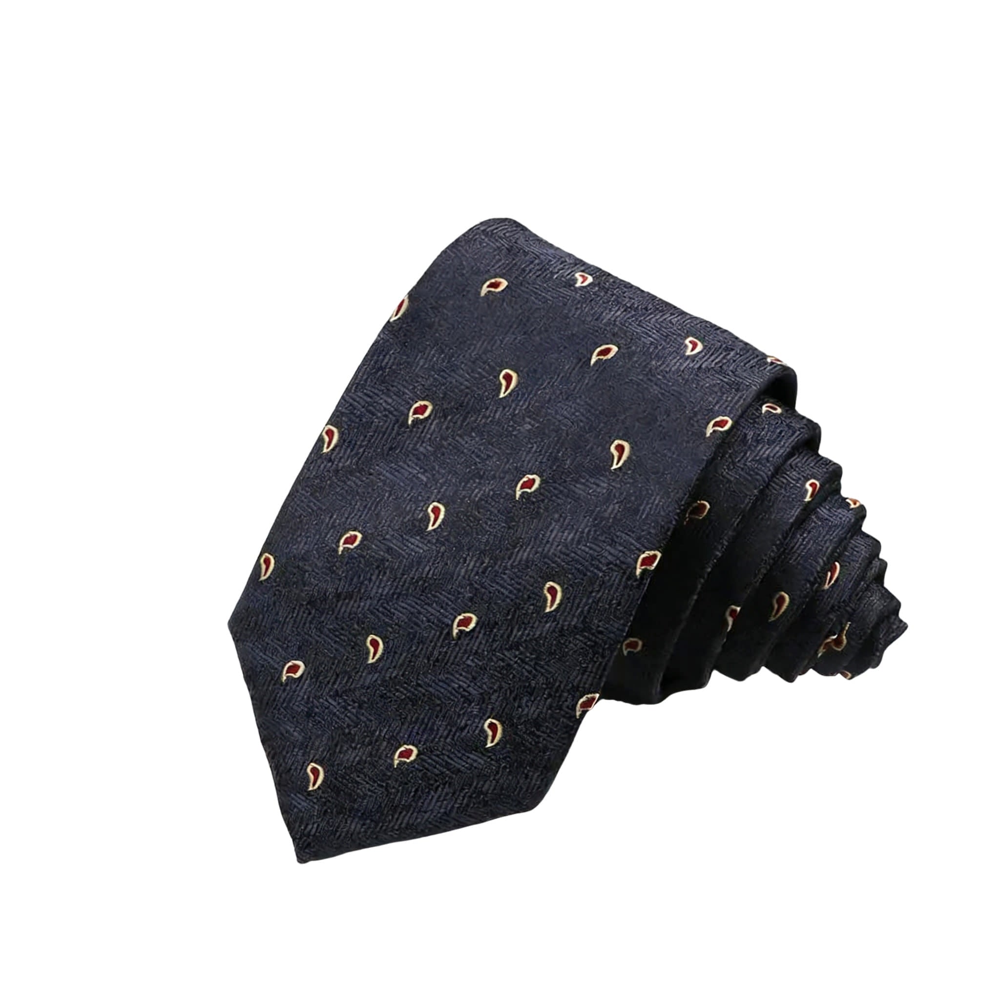Navy Blue Red Paisley Necktie