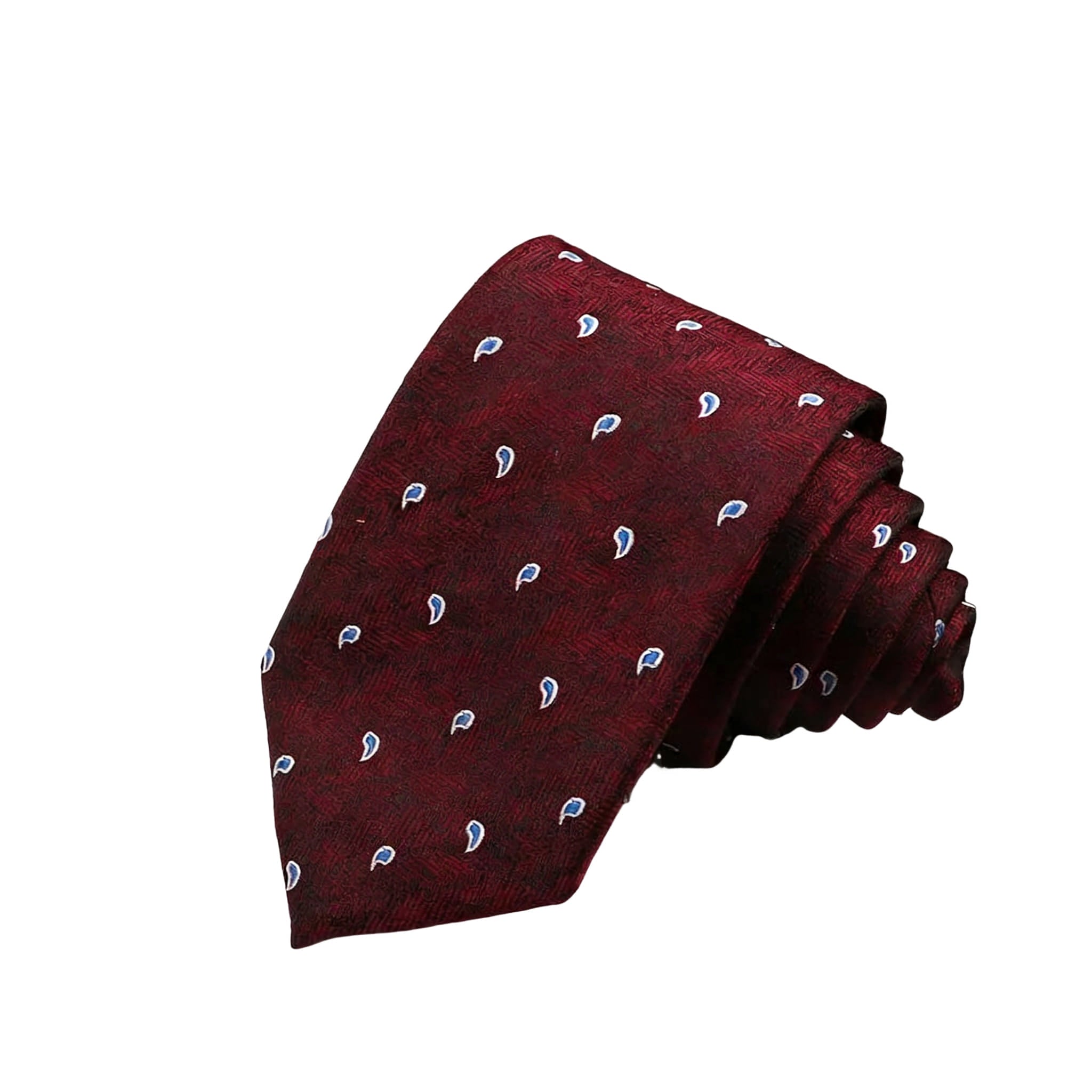 Burgundy With Blue Teardrop Necktie