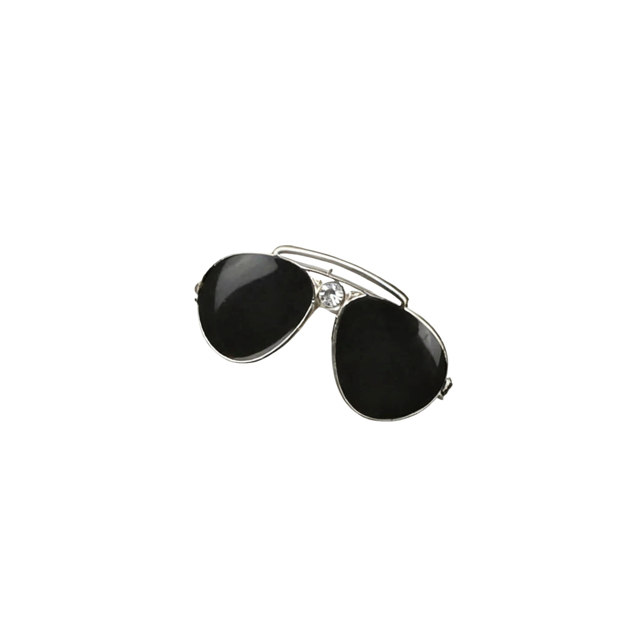 Silver Black Solid Lapel Pin