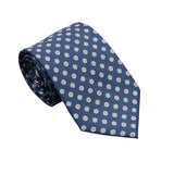 Navy Blue White Floral Necktie
