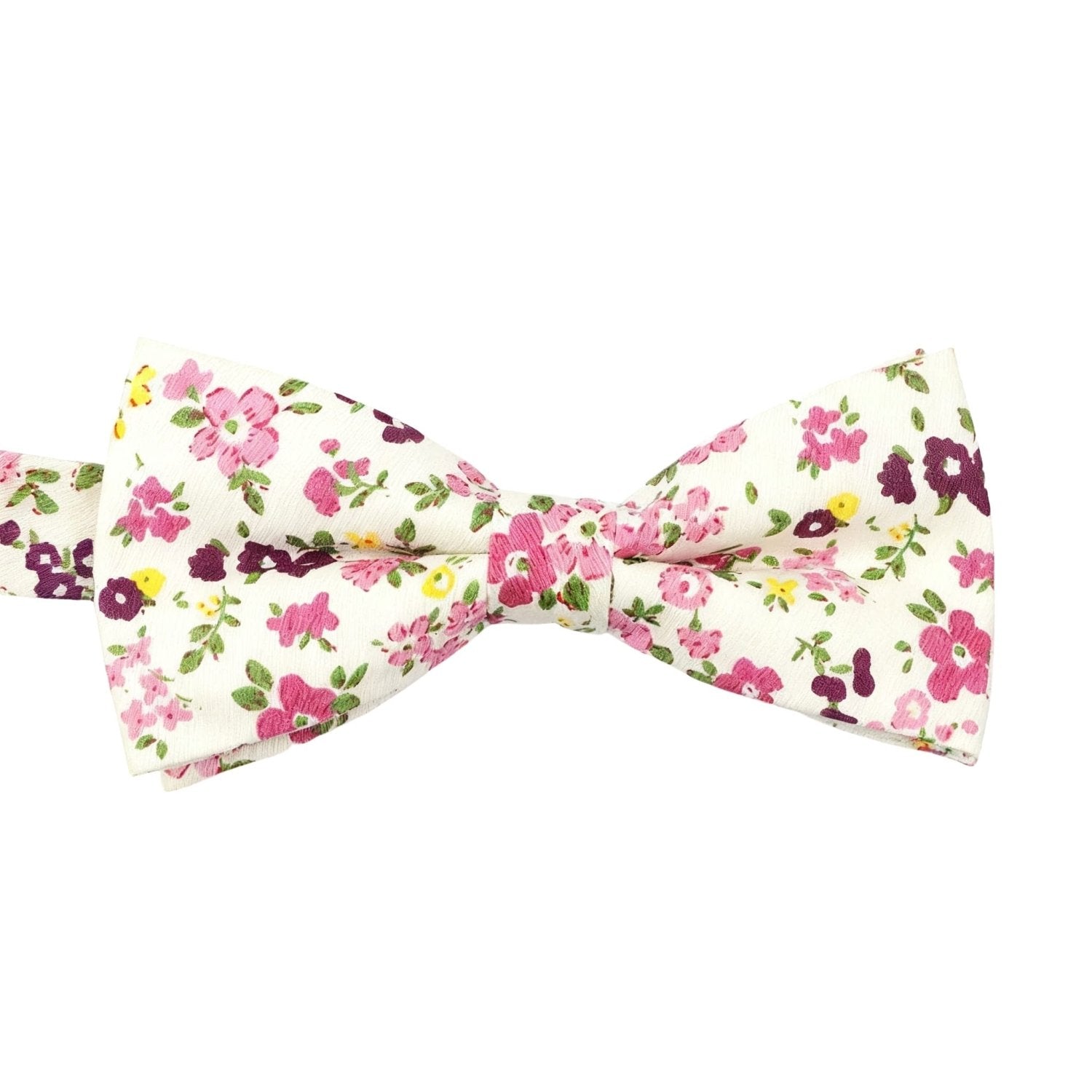 White With Pink Floral Bowtie