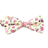Off White Pink Floral Bowtie