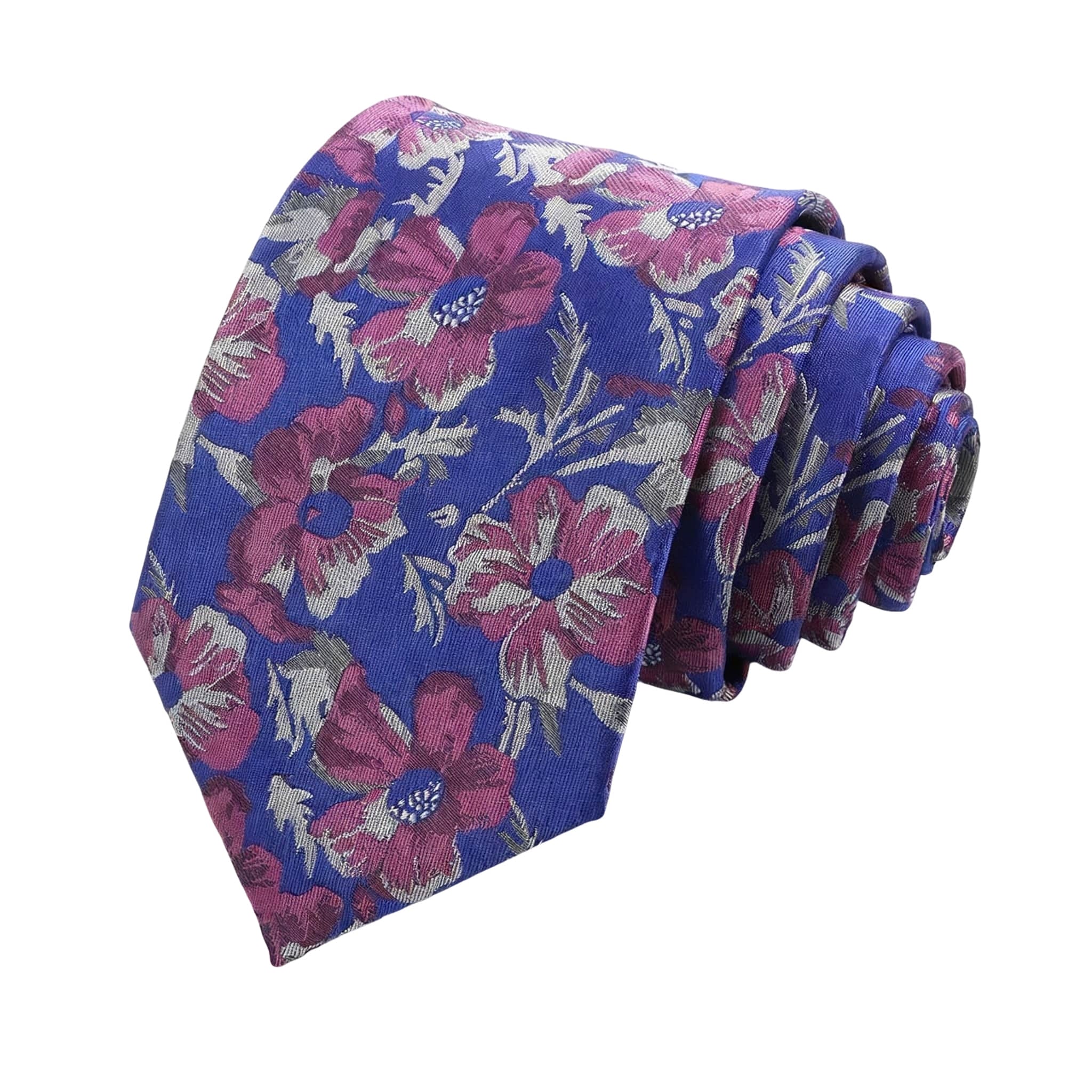 Blue Purple Floral Necktie