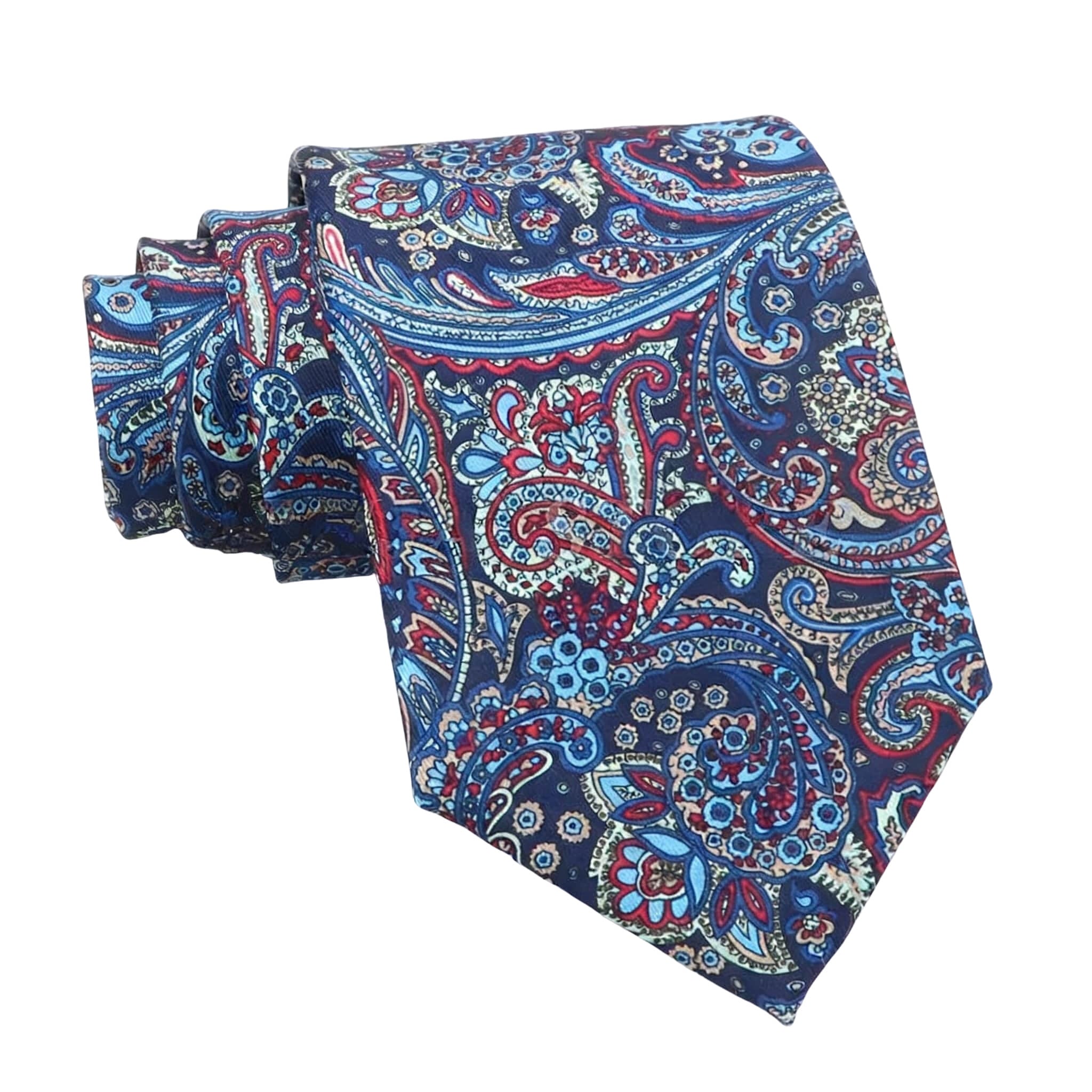 Navy Blue Red Paisley Necktie