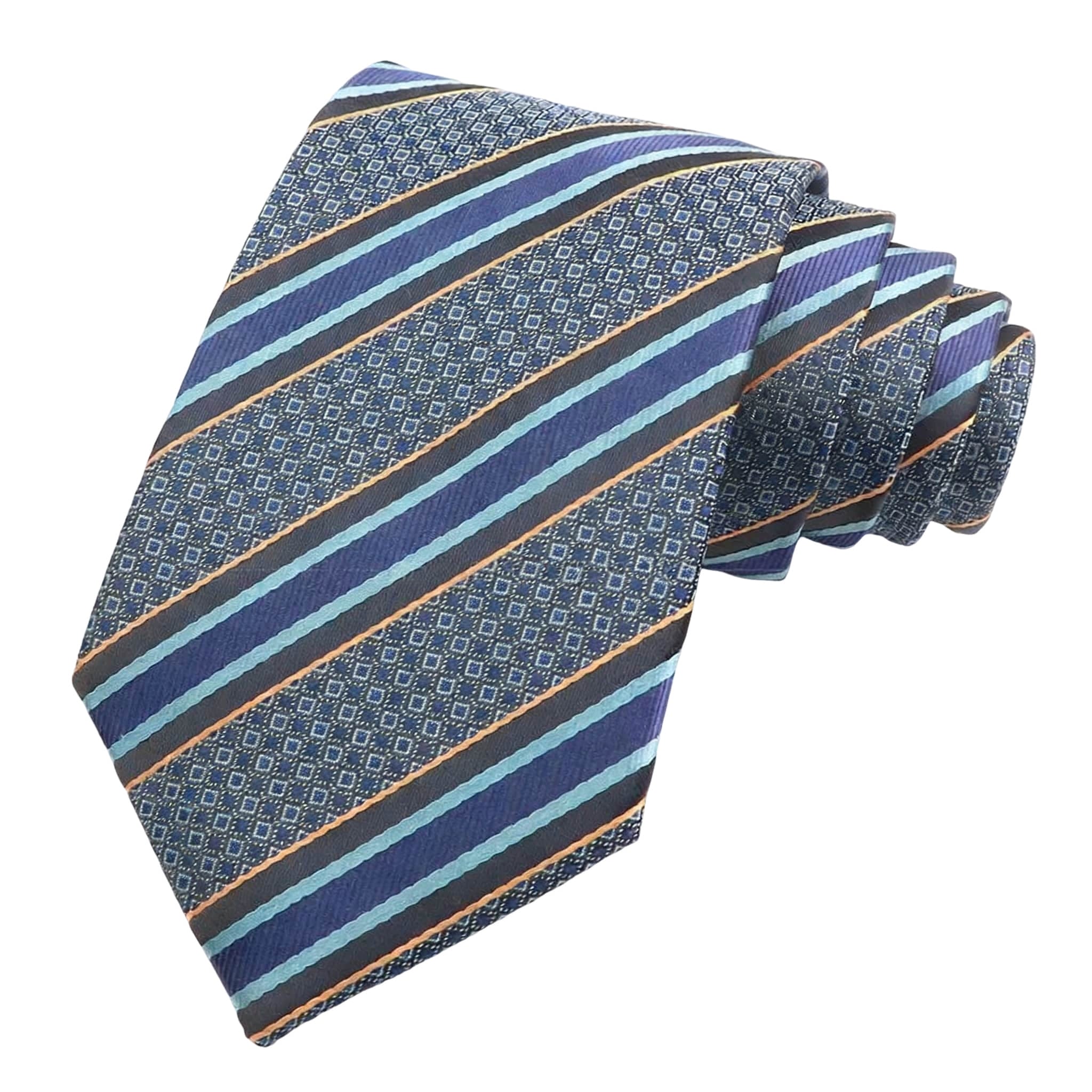 Blue Orange Striped Necktie