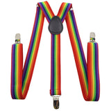 Rainbow Stripe Y‑Back Clip‑On Suspenders for Men