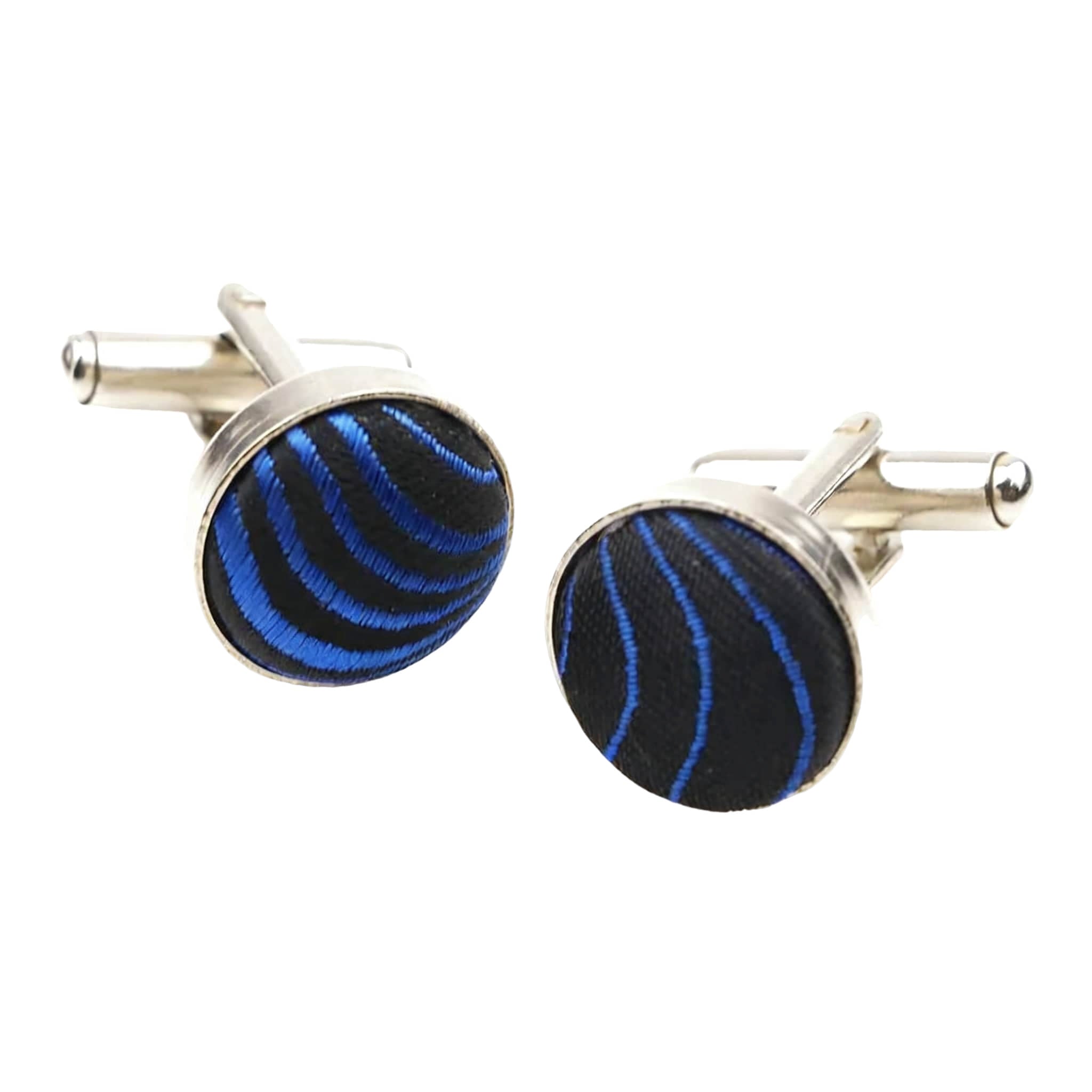 Black Blue Striped Cufflink