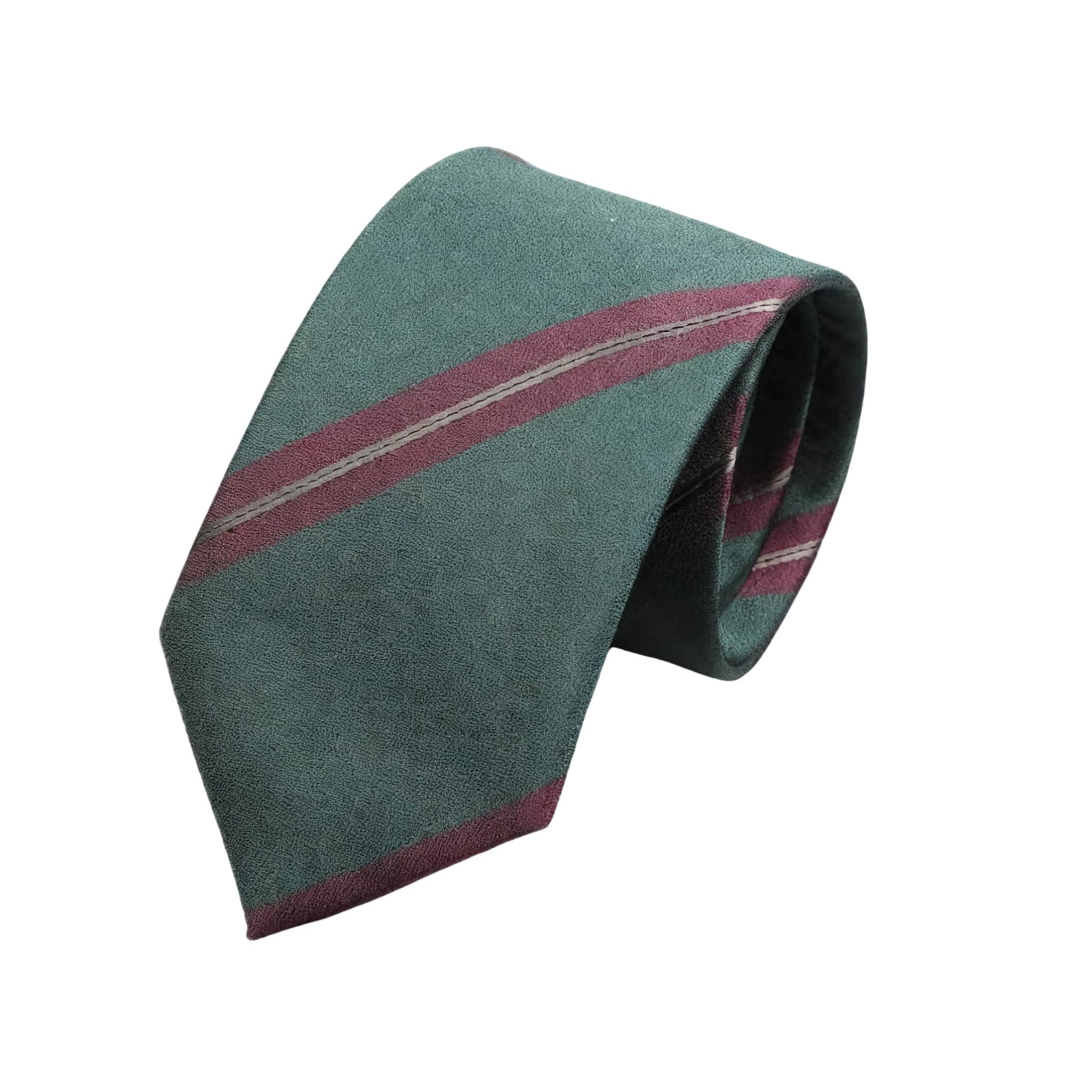Green Burgundy Striped Necktie