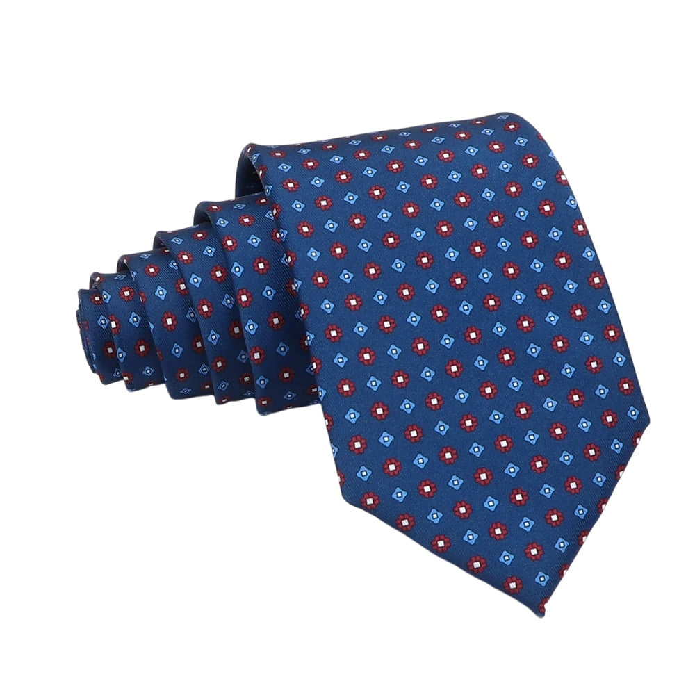 Blue Red Floral Necktie