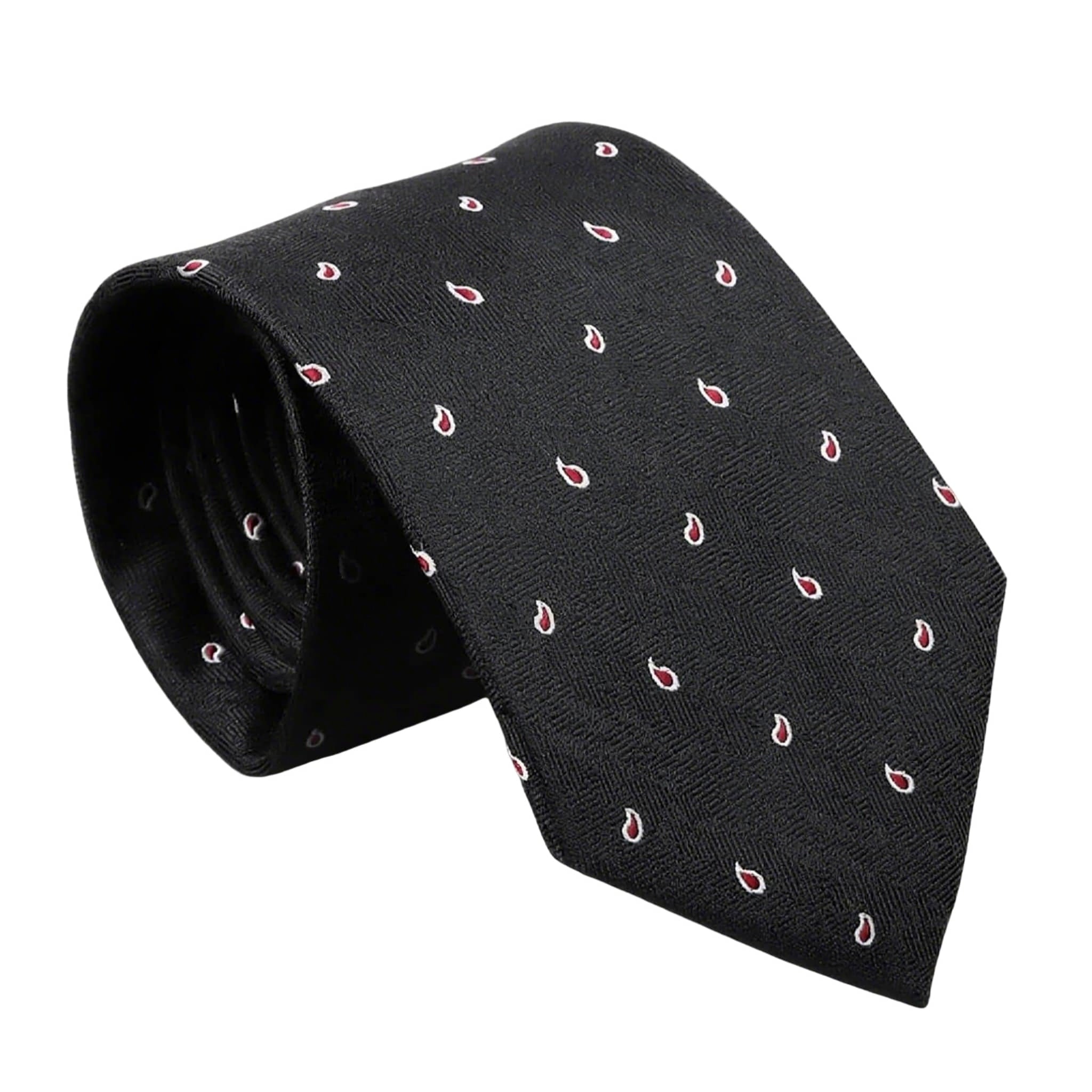 Black Red Paisley Necktie