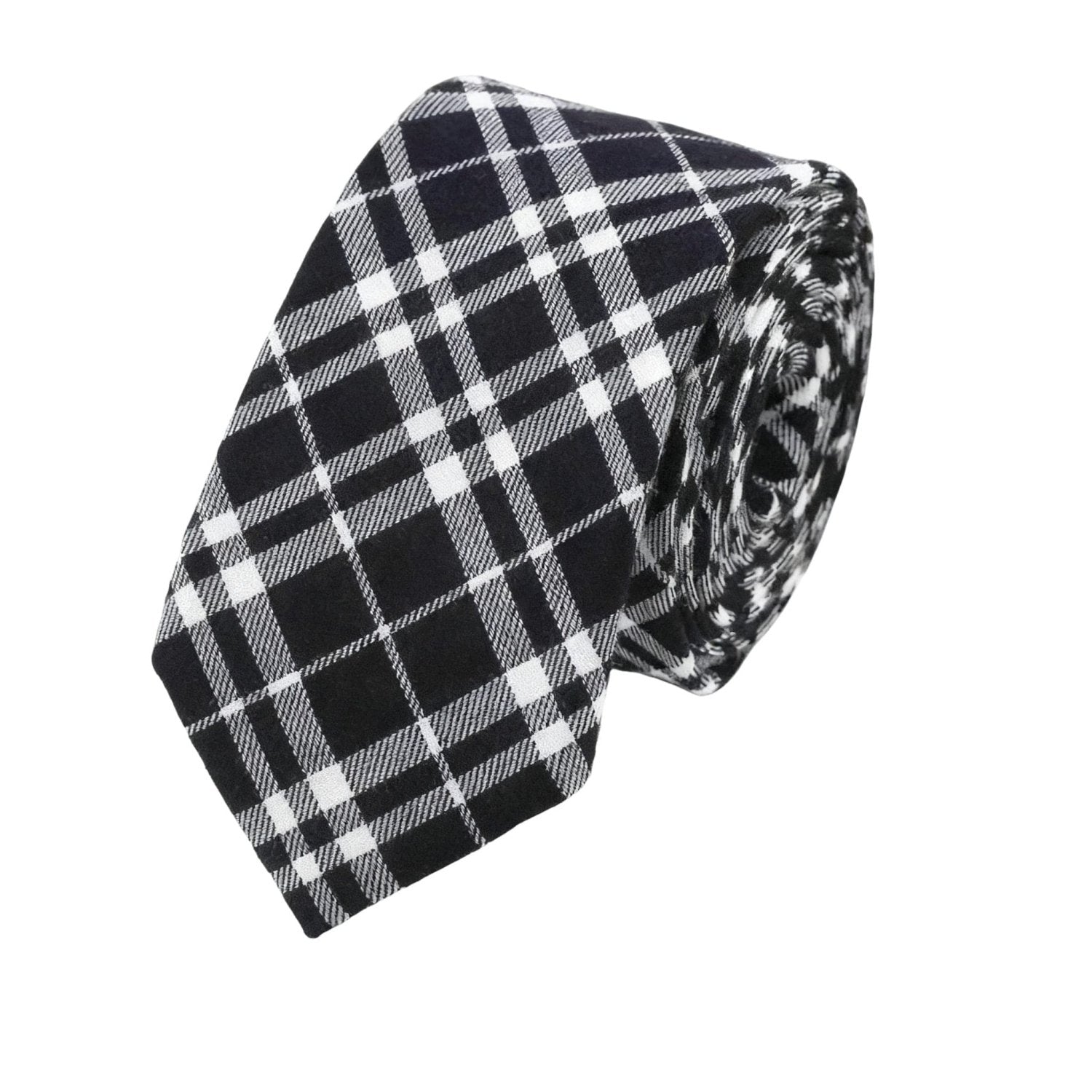 Black With White Plaid Necktie