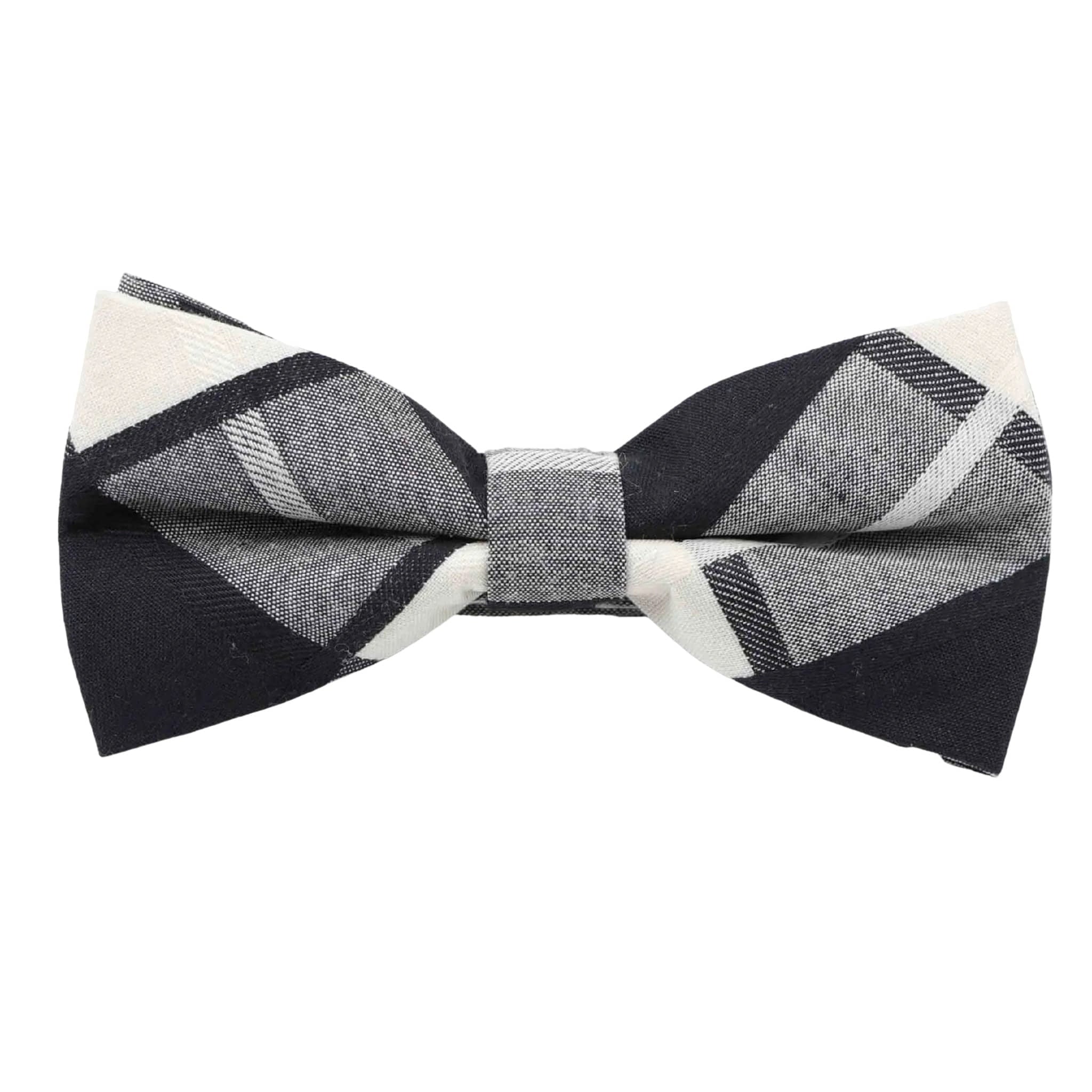 Black White Plaid Bow Tie