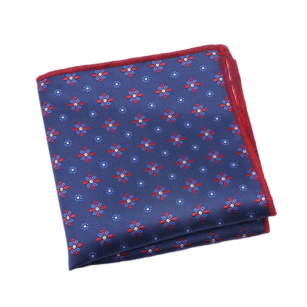 Blue Red Floral Pocket Square
