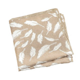 Tan White Feather Pocket Square