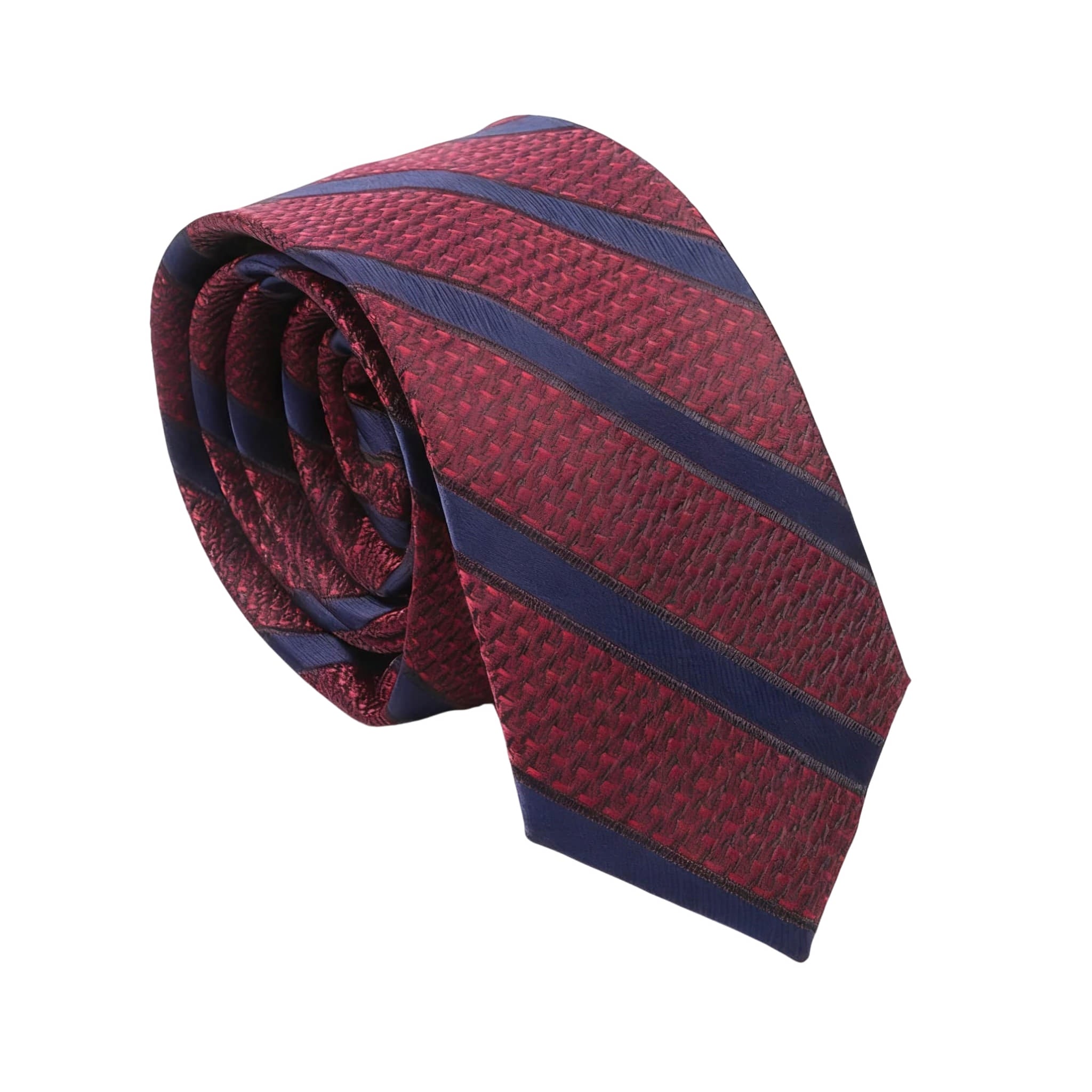 Burgundy Navy Striped Necktie