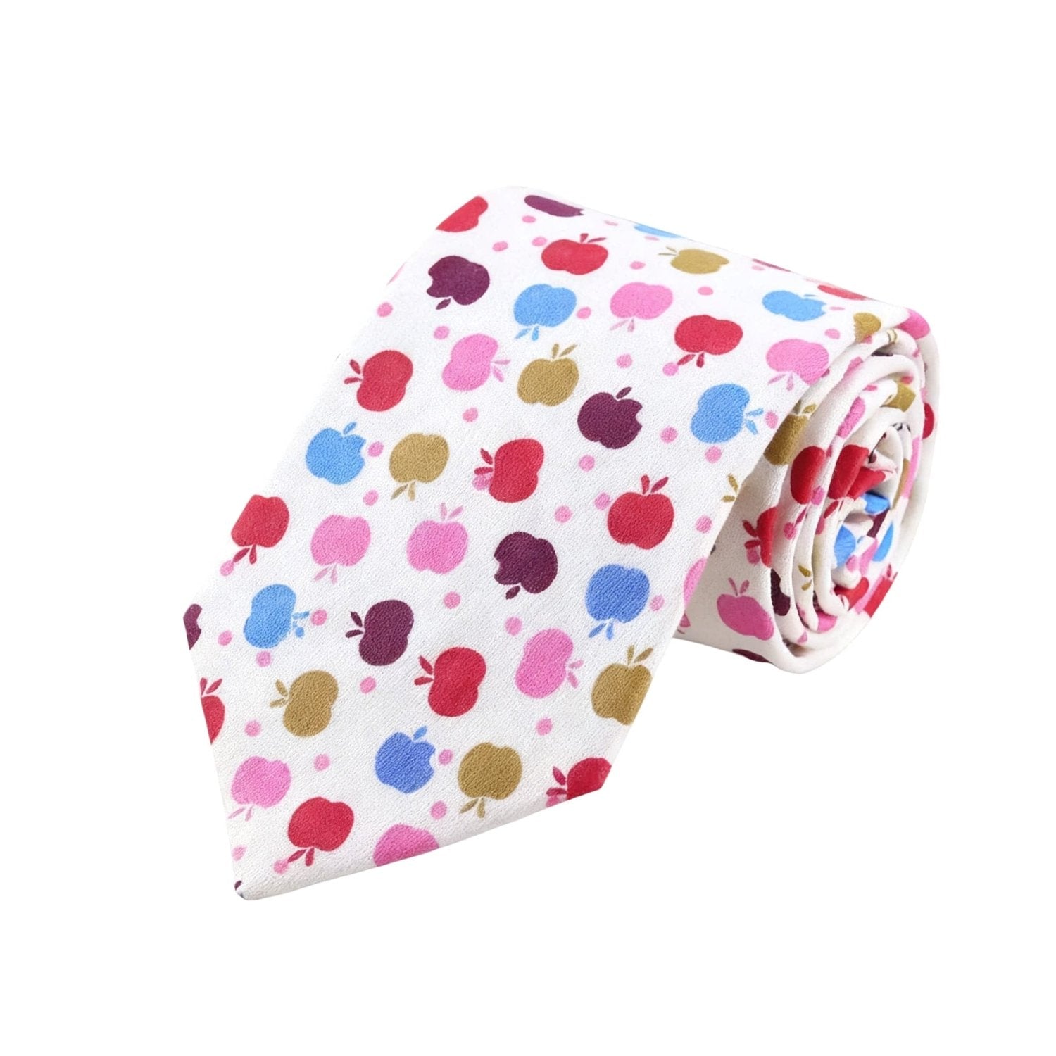 White With Colorful Apples Necktie