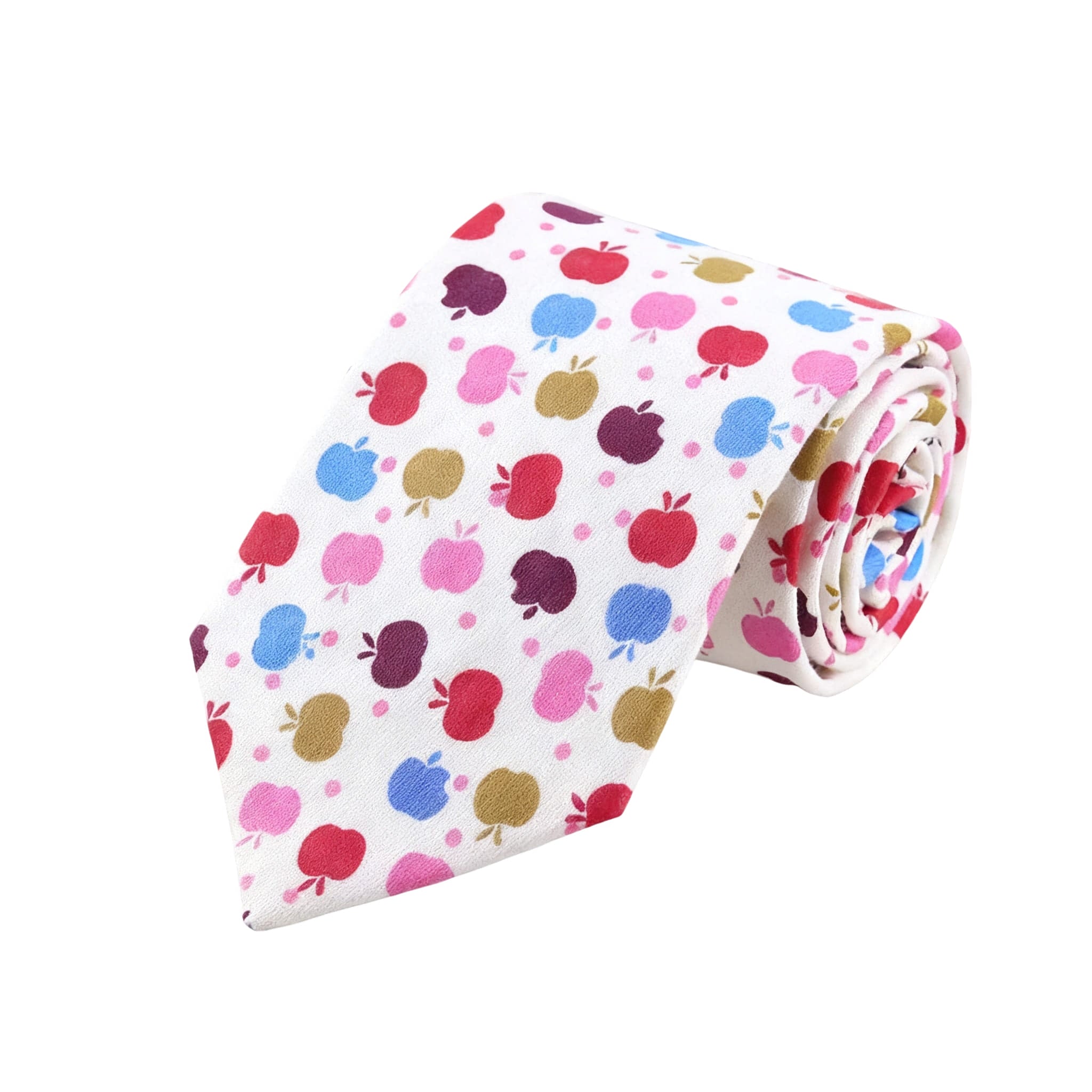 White Multicolored Apple Tie