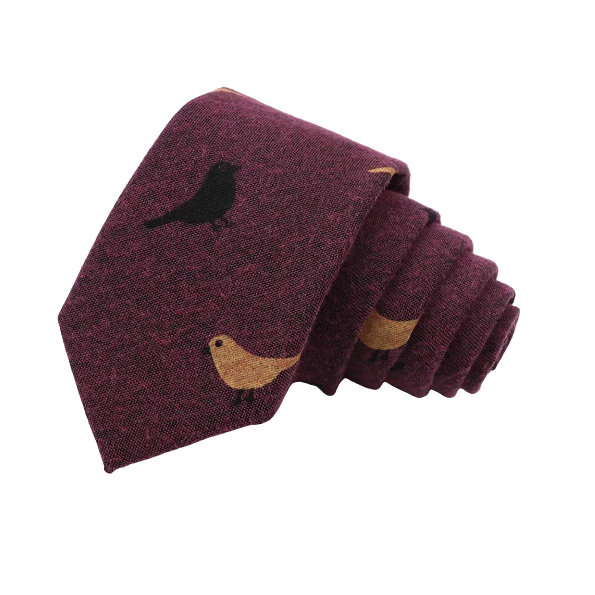 Maroon Black Bird Necktie