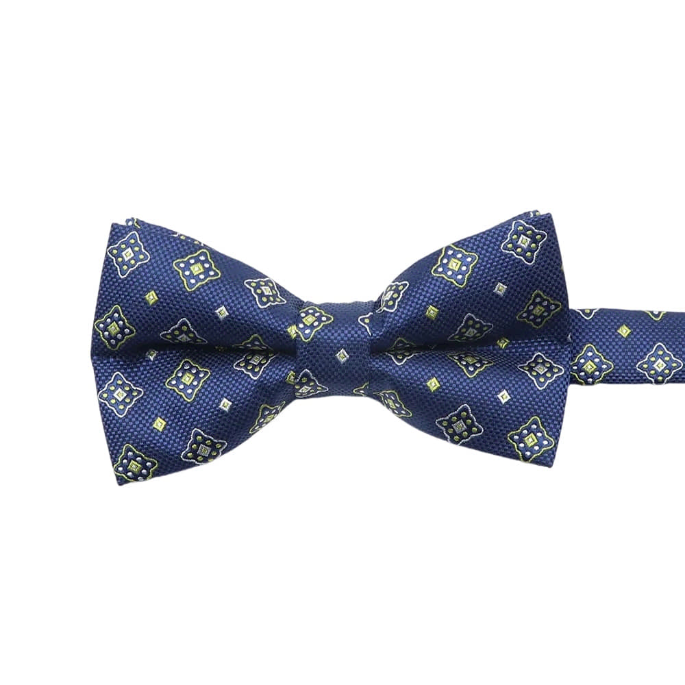 Navy Blue Yellow Geometric Bowtie