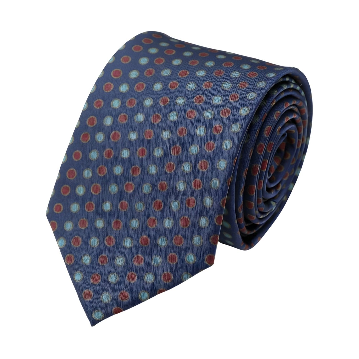 Navy Blue With Red-Blue Polka Dots Necktie