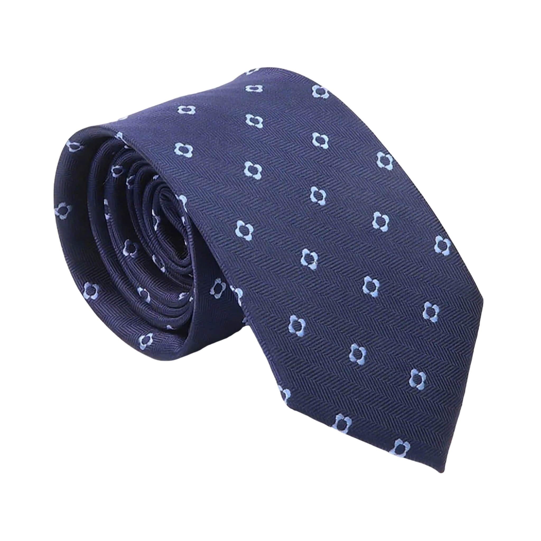 Navy Blue Light Blue Floral Necktie
