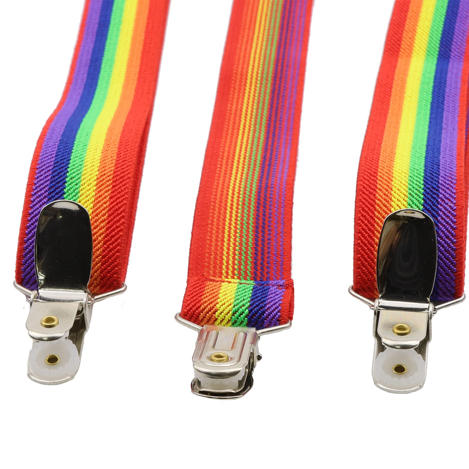 Rainbow Stripe Y‑Back Clip‑On Suspenders for Men