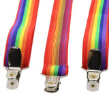 Rainbow Stripe Y‑Back Clip‑On Suspenders for Men