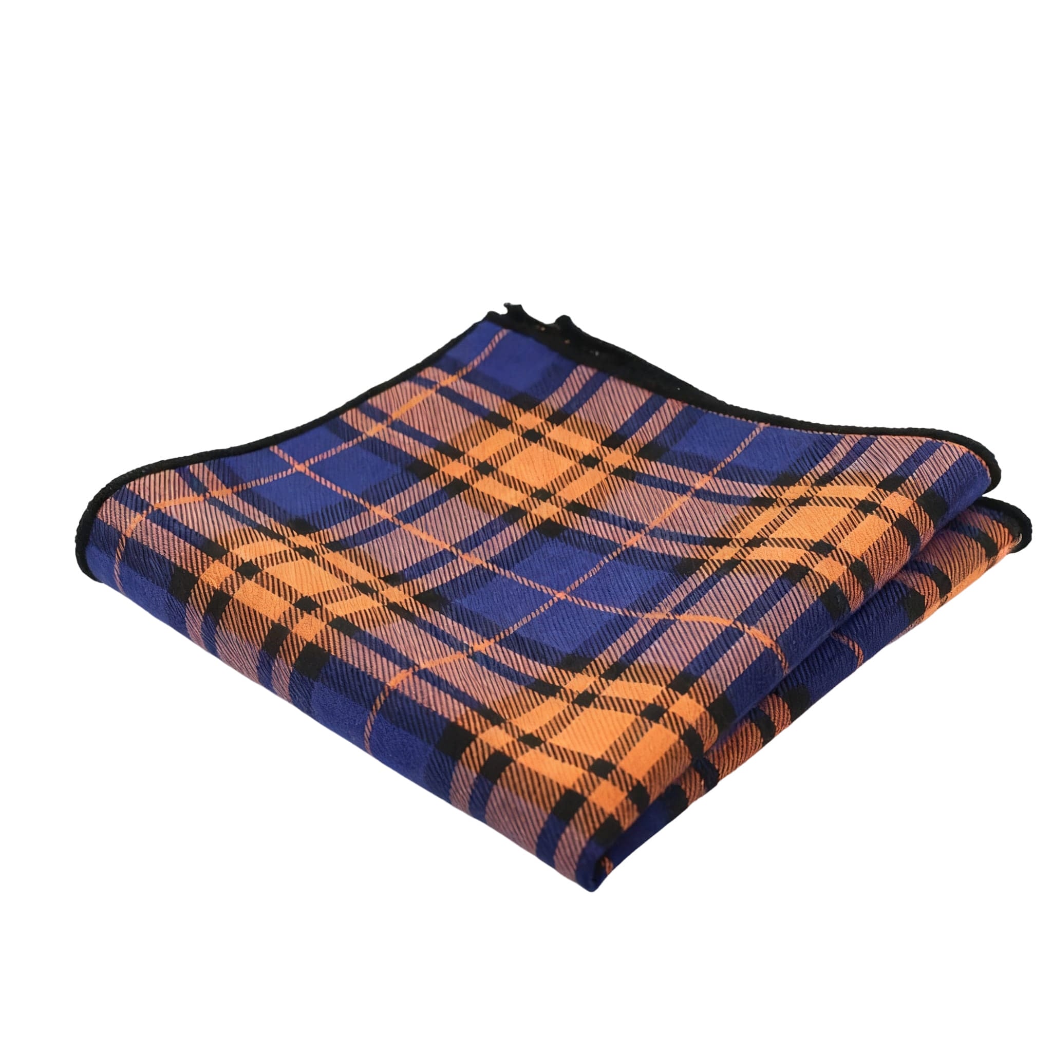 Blue Orange Plaid Pocket Square