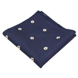 Navy Blue White Floral Pocket Square