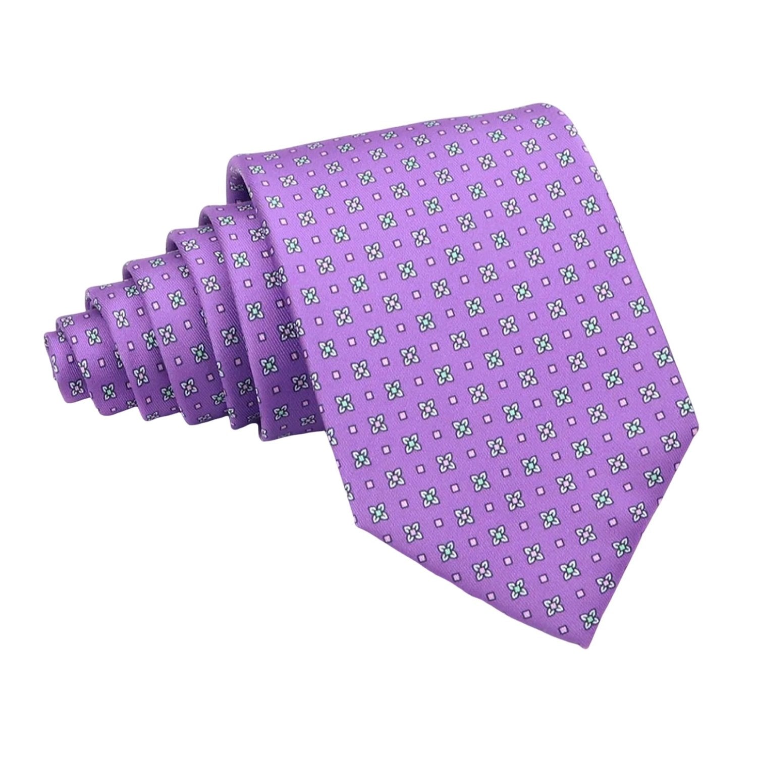 Purple With Green Floral Necktie