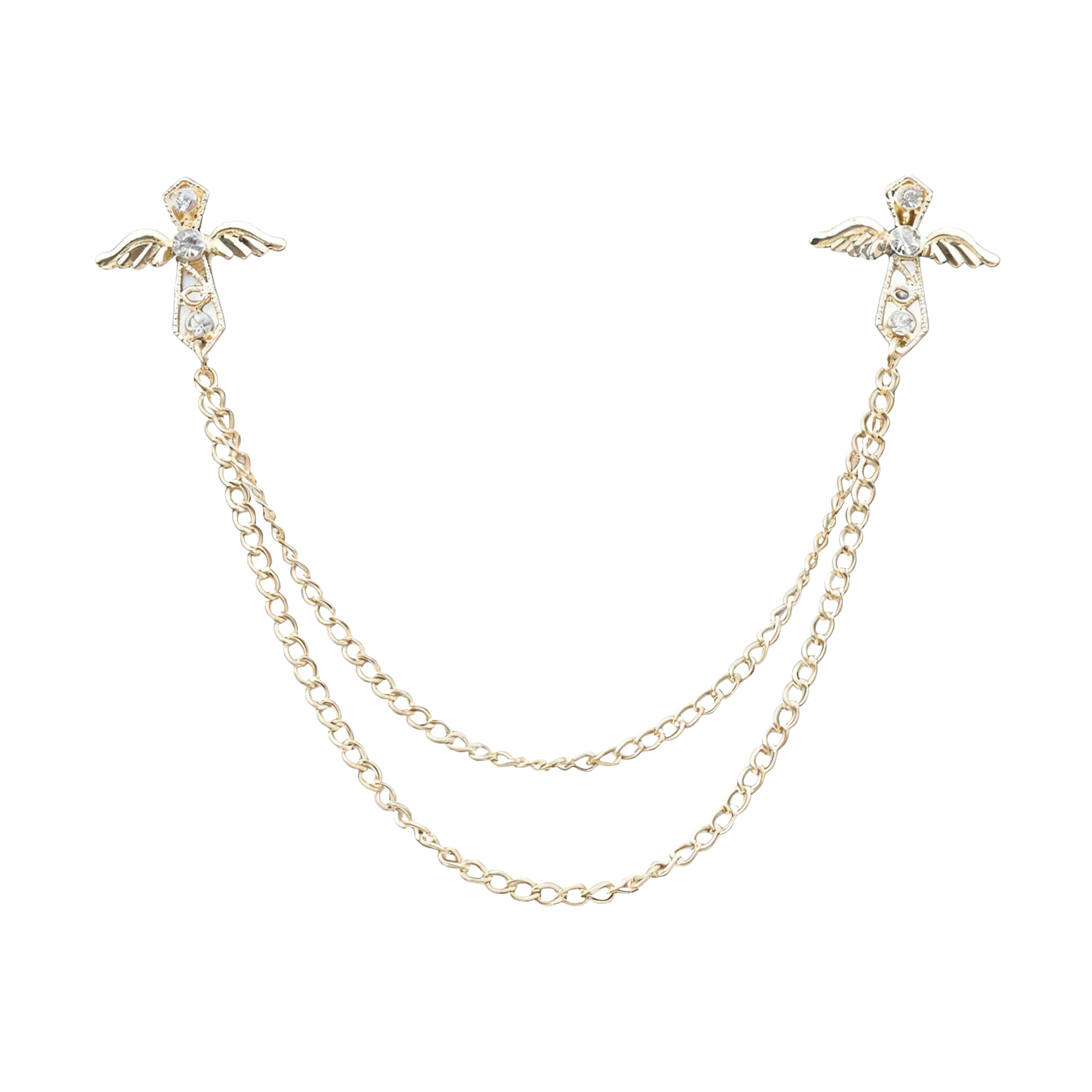 Gold White Cross Lapel Pin