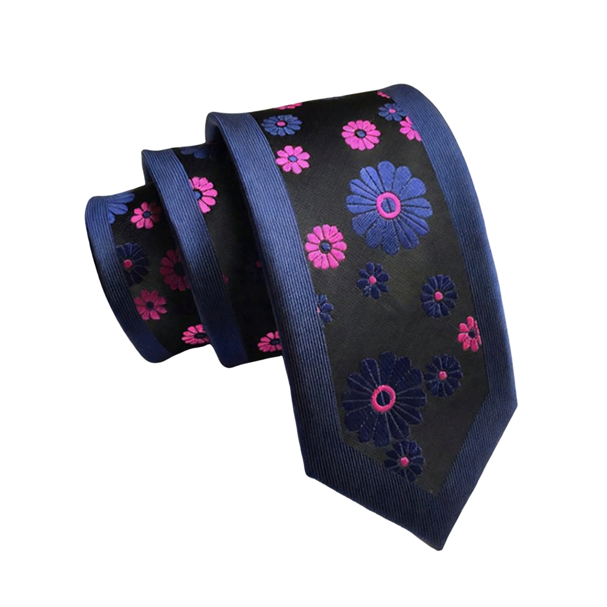 Black Blue Floral Necktie