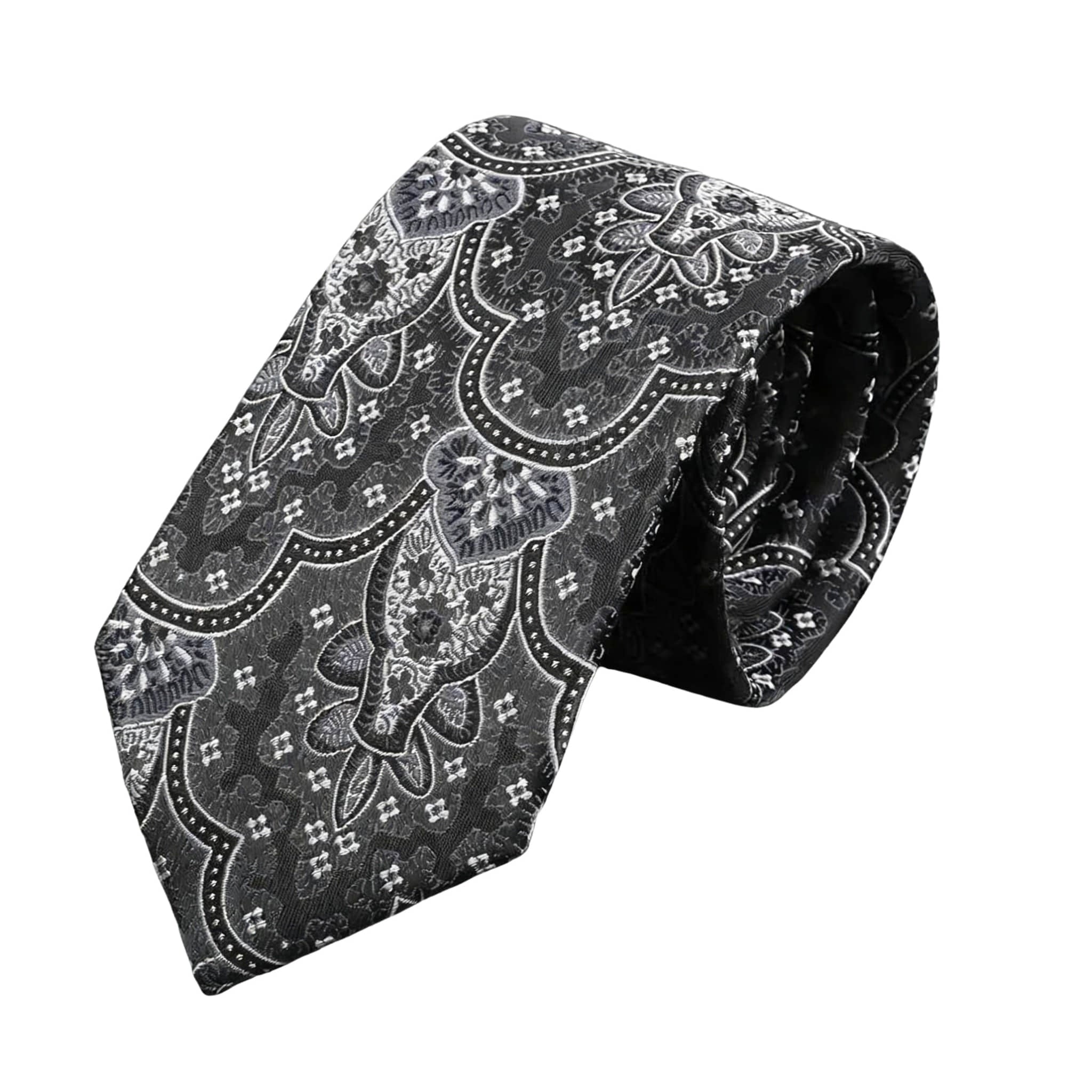 Black White Patterned Necktie