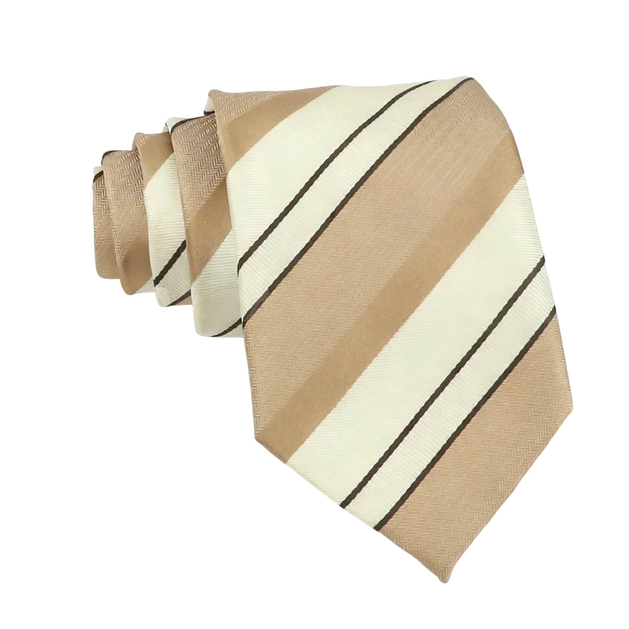Beige Brown Striped Necktie
