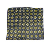 Navy Blue Yellow Geometric Pocket Square