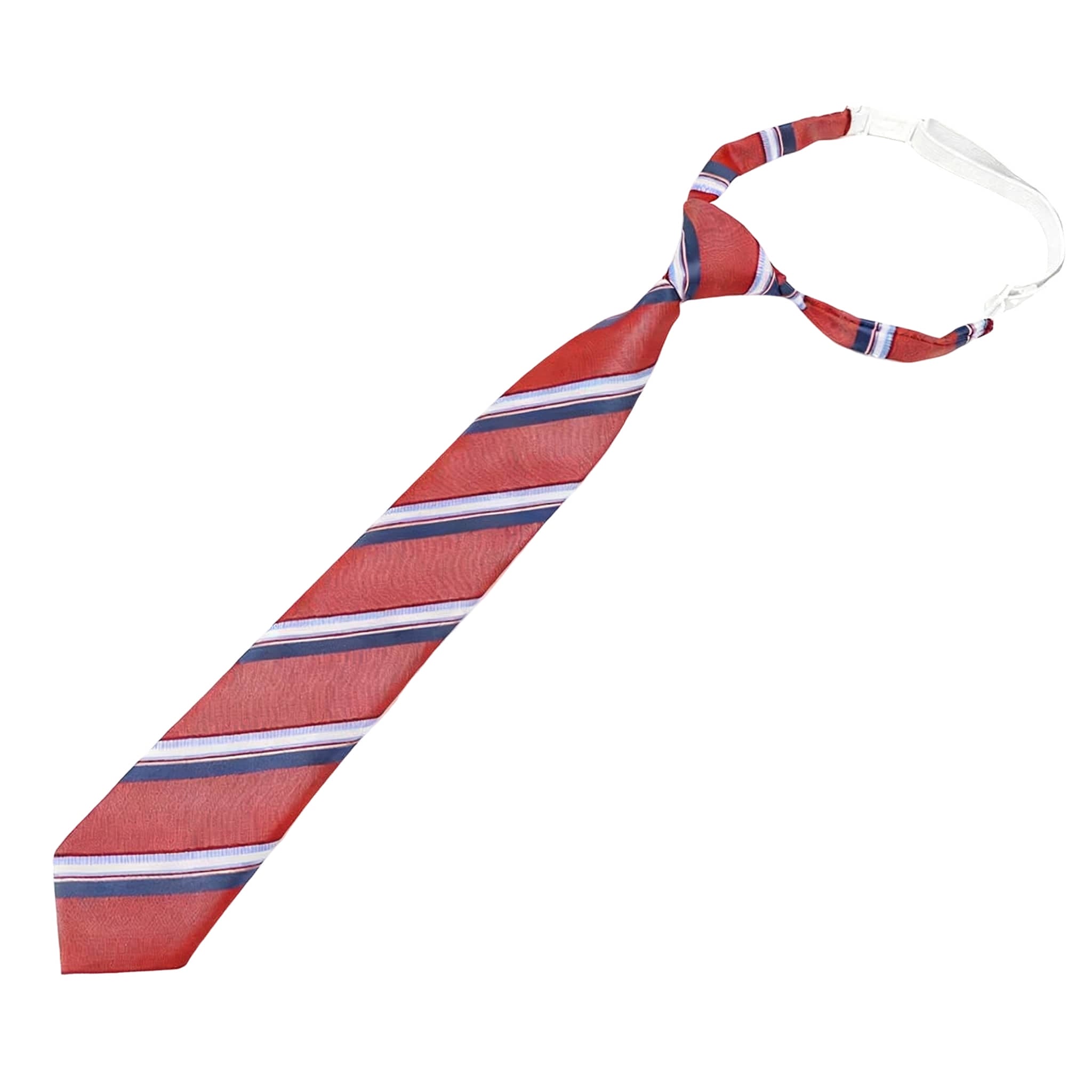 Red Necktie With Blue And White Stripes