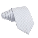 White With Gray Geometric Grid Necktie