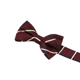 Burgundy White Striped Bowtie