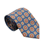 Dark Blue With Red Geometric Medallion Necktie