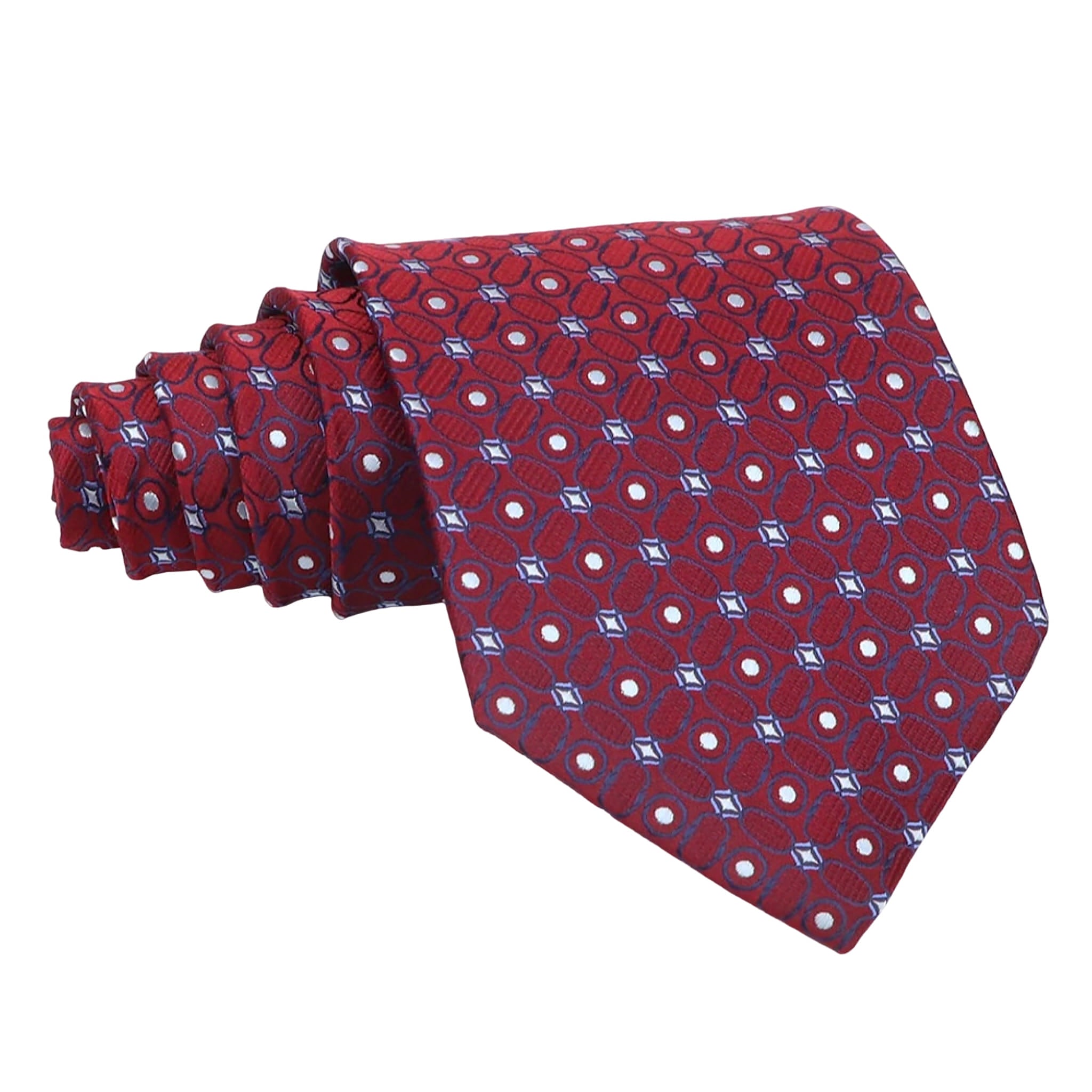 Red White Geometric Necktie