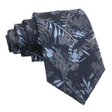 Navy Blue Light Blue Leaf Necktie