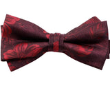 Maroon Red Floral Bowtie
