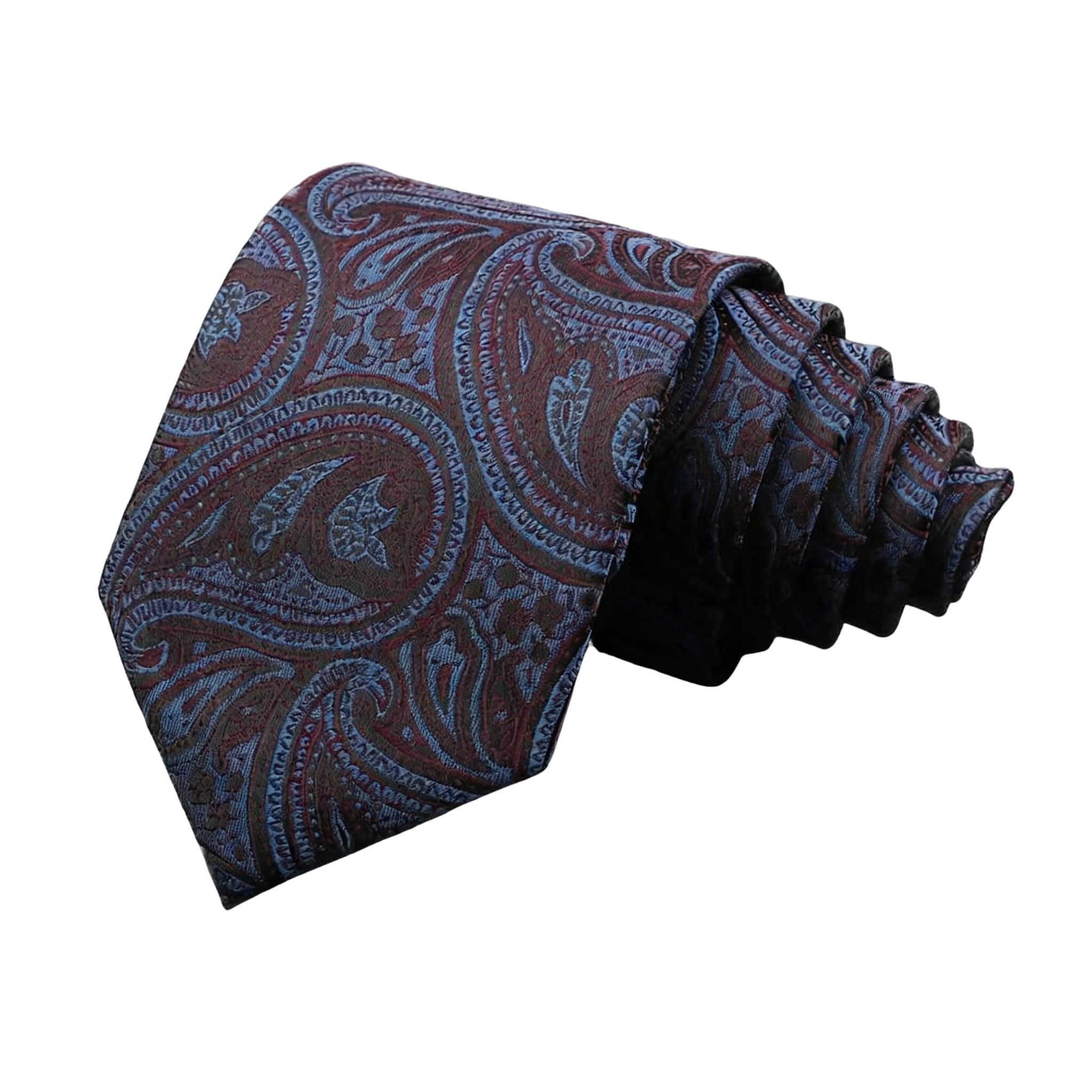 Navy Blue Burgundy Paisley Necktie