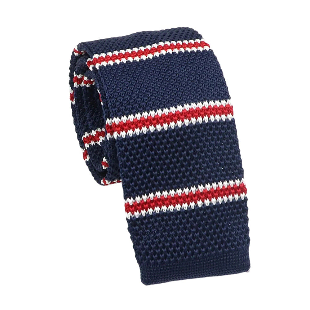 Navy Blue Red Striped Necktie