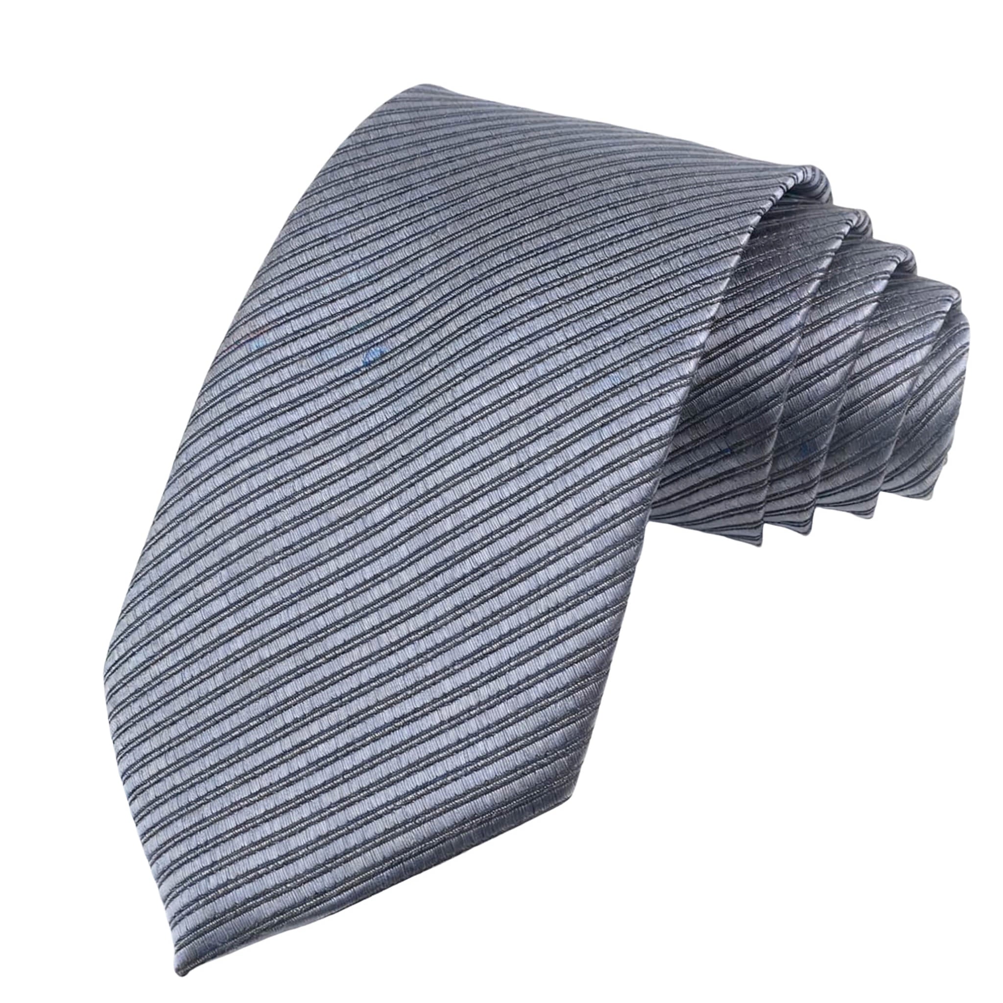 Gray Black Striped Necktie