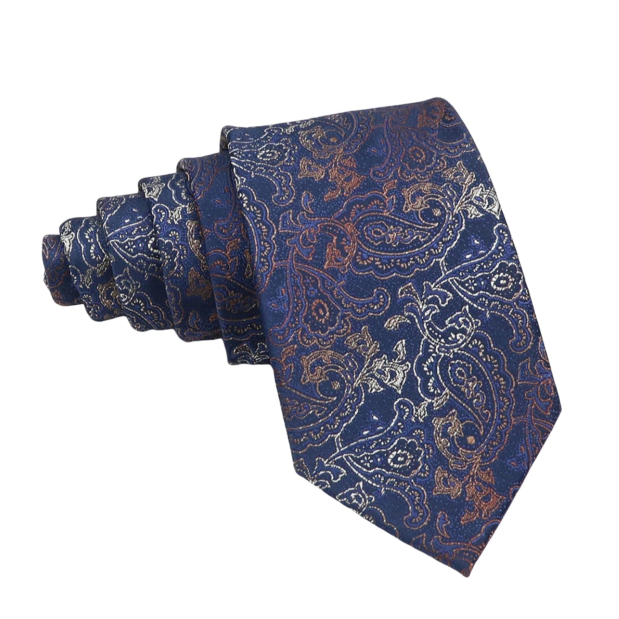 Navy Blue Gold Paisley Necktie