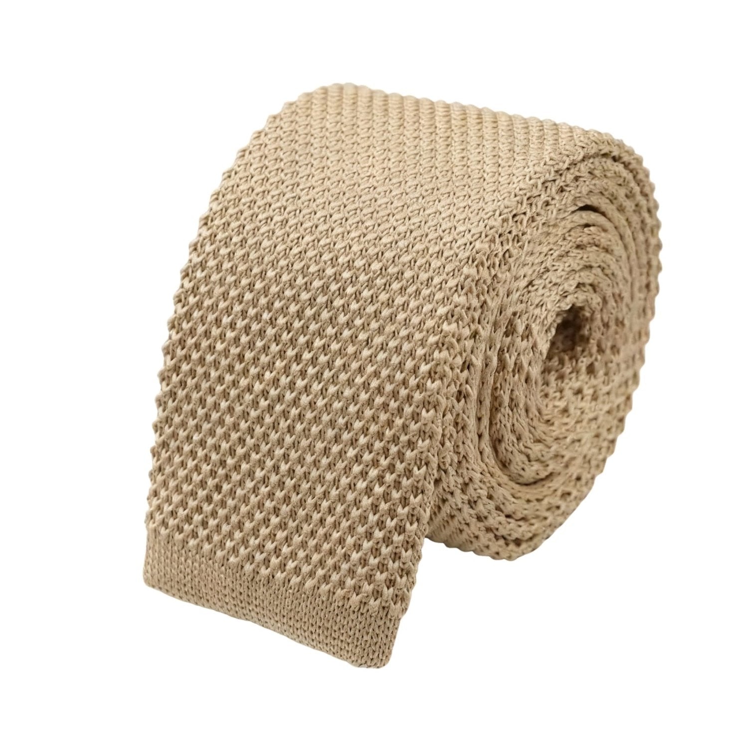 Beige With Knitted Textured Necktie